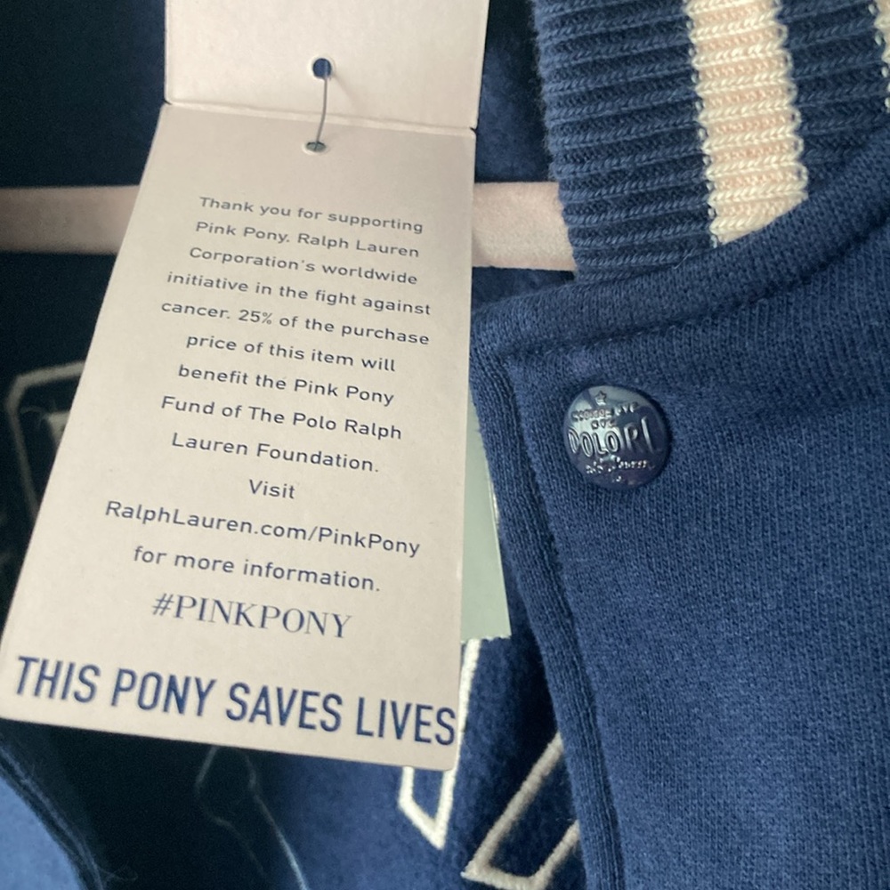 Ralph Lauren Navy and Pink Varsity Jacket - Picture 6 of 8